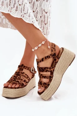 Sandały Damskie Z Paskami I Plecionką Panterka Pardauss