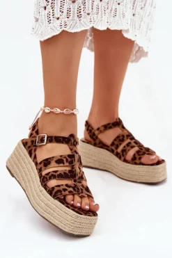 Sandały Damskie Z Paskami I Plecionką Panterka Pardauss