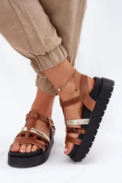 Sandały Damskie Z Paskami Na Platformie Camel Gallari