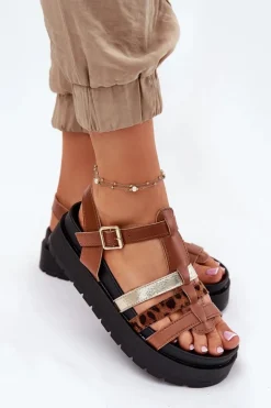 Sandały Damskie Z Paskami Na Platformie Camel Gallari
