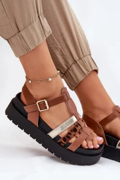 Sandały Damskie Z Paskami Na Platformie Camel Gallari