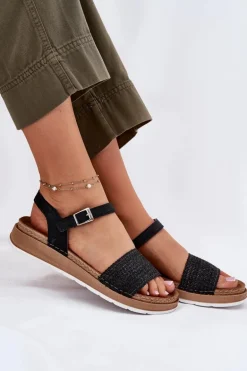 Sandały Damskie Z Plecionką Na Pasku Inblu GS000050 Czarne
