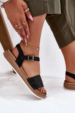 Sandały Damskie Z Plecionką Na Pasku Inblu GS000050 Czarne