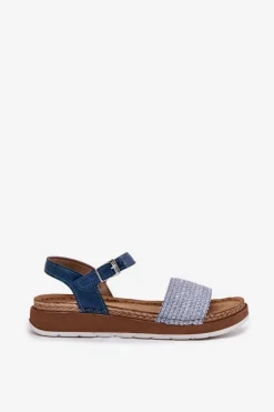 Sandały Damskie Z Plecionką Na Pasku Inblu GS000050 Niebieskie