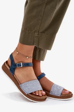 Sandały Damskie Z Plecionką Na Pasku Inblu GS000050 Niebieskie
