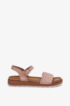 Sandały Damskie Z Plecionką Na Pasku Inblu GS000050 Różowe