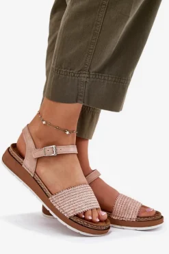 Sandały Damskie Z Plecionką Na Pasku Inblu GS000050 Różowe