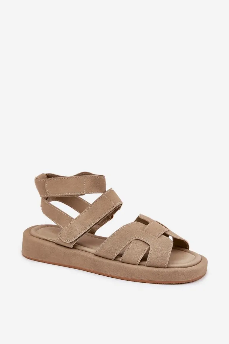 Sandały Damskie Z Rzepami Khaki Uvissa