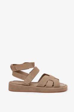 Sandały Damskie Z Rzepami Khaki Uvissa