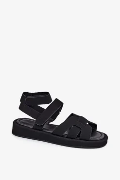 Sandały Damskie Z Rzepami Czarne Uvissa