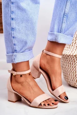 Sandały Damskie Zamszowe Beżowe Oh Baby!