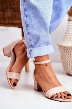 Sandały Damskie Zamszowe Beżowe Oh Baby!