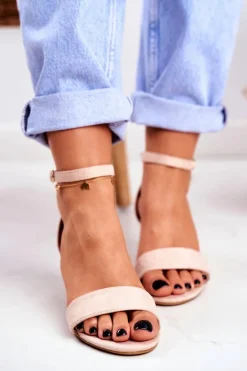 Sandały Damskie Zamszowe Beżowe Oh Baby!