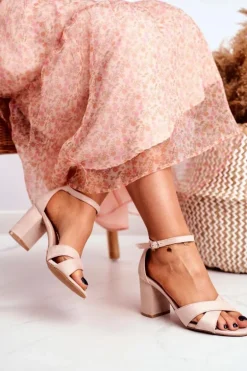 Sandały Damskie Zamszowe Beżowe Lady Milion