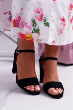 Sandały Damskie Zamszowe Czarne Baloo