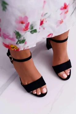 Sandały Damskie Zamszowe Czarne Baloo