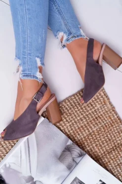 Sandały Damskie Zamszowe Ciemnoszare Celian