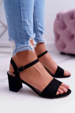 Sandały Damskie Zamszowe Czarne Galisa
