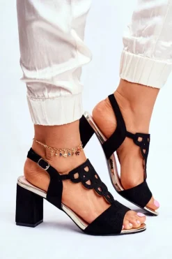 Sandały Damskie Zamszowe Czarne Vision