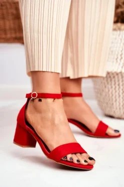 Sandały Damskie Zamszowe Czerwone Oh Baby!
