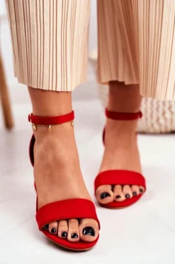 Sandały Damskie Zamszowe Czerwone Oh Baby!