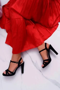 Sandały Damskie Zamszowe Czarne Silela