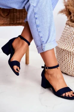 Sandały Damskie Zamszowe Granatowe Oh Baby!