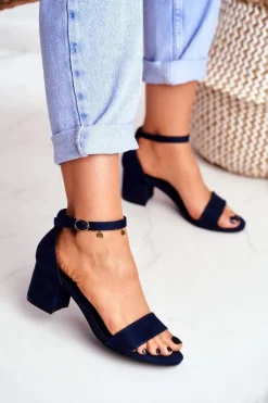 Sandały Damskie Zamszowe Granatowe Oh Baby!