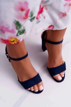 Sandały Damskie Zamszowe Granatowe Baloo