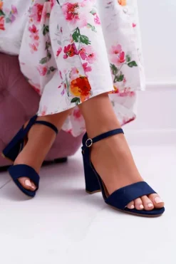 Sandały Damskie Zamszowe Granatowe Baloo