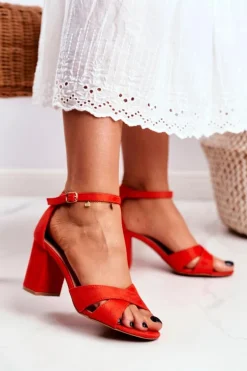 Sandały Damskie Zamszowe Pomarańczowe Lady Milion