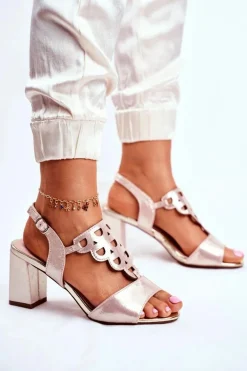 Sandały Damskie Zamszowe Złote Vision