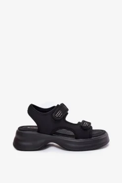 Sandały Damskie Ze Złotymi Detalami Czarne Luvira