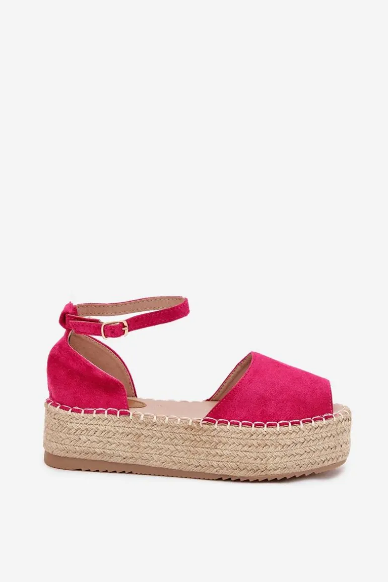Sandały Espadryle Damskie Na Platformie Z Plecionką Fuksja Selise