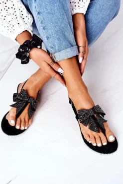 Sandały Japonki Z Kokardką Lu Boo Czarne