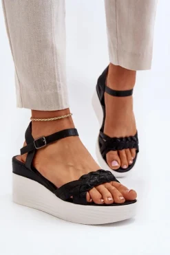 Sandały Na Koturnie Czarne Esinna