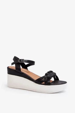 Sandały Na Koturnie Czarne Esinna