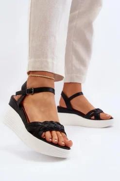 Sandały Na Koturnie Czarne Esinna