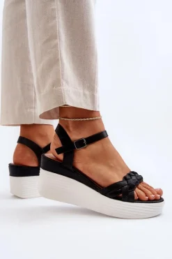 Sandały Na Koturnie Czarne Esinna