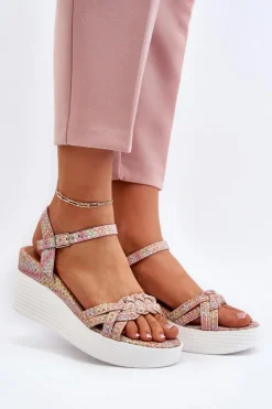 Sandały Na Koturnie Multikolor Esinna