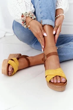 Sandały Na Koturnie S.Barski GD-38 Żółte