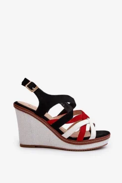 Sandały Na Koturnie Z Paseczkami Czarne Ellen