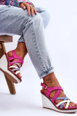 Sandały Na Koturnie Z Paseczkami Fuksja Ellen