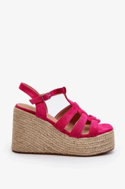 Sandały Na Koturnie Z Plecionką Fuksja Gnosis