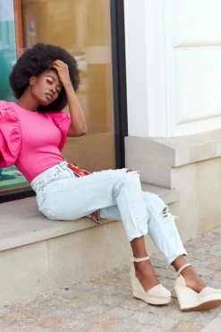 Sandały Na Koturnie Z Plecionką Beżowe Avocado