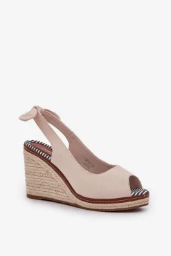 Sandały Na Koturnie Z Plecionką Beżowe Nanalis