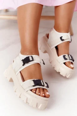 Sandały Na Masywnej Platformie Beżowe Fly High