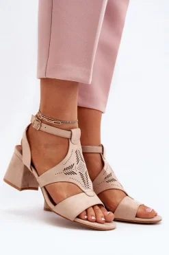 Sandały Na Niskim Obcasie Nude Eleriva