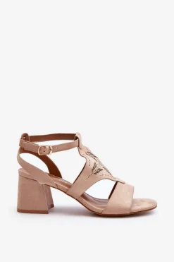 Sandały Na Niskim Obcasie Nude Eleriva