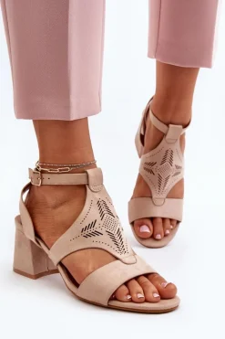 Sandały Na Niskim Obcasie Nude Eleriva